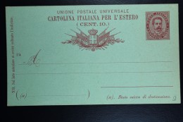 Italia: Cartolina Postale Mi Nr 18 Unused   1889  Ausland - Entero Postal