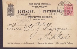 Finland Postal Stationery Ganzsache Entier 10 P Lion Arms Löwe Wappen KOTKA 1894 (2 Scans) - Ganzsachen