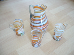 Glas-Karaffe Mit 3 Henkel-Gläser - Wohl Murano  (296)  Preis Reduziert - Glas & Kristal