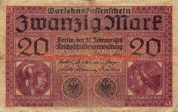 1918 Zwanzig Mark Reichsbanknote 20 Mark - 20 Mark