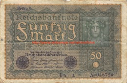 1919 Fünfzig Reichsbanknote 50 - 50 Mark