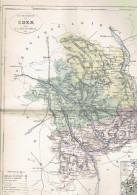 CARTE GEOGRAPHIQUE 1880 FRANCE DEPARTEMENT DU CHER PLAN DE BOURGES PAR MALTE BRUN - Cartes Géographiques