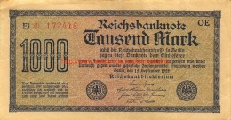 Tausend Mark 1000 Reichsbanknote 1922 - 10000 Mark