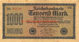 Tausend Mark 1000 Reichsbanknote 1922 - 10000 Mark