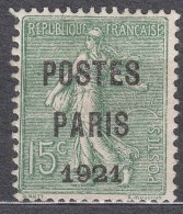 France Postes Paris 1921 Yvert#28 Sans Gomme - 1893-1947