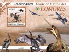 COMORES 2009 SHEET LES ANHINGIDAES ANHINGIDAE BIRDS OISEAUX VOGELS AVES PAJAROS DARTERS SNAKEBIRDS ANHINGA Cm9423b - Comores (1975-...)