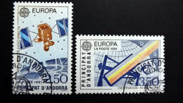 Andorra Franz. 423/4 Oo/ESST, EUROPA/CEPT 1991, Direktabstrahlender TV-Satellit „TDF 1“, Spiegelteleskop, Ob - Used Stamps