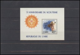 CONGO Kinshasa ZAIRE Souvenir Sheet Michel 791 BL 44 Scouting 75th Anniversary Personalities Baden Powel - Other & Unclassified