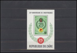 CONGO Kinshasa ZAIRE Souvenir Sheet Michel 912 BL 53 Independency 25th Anniversary - Otros & Sin Clasificación