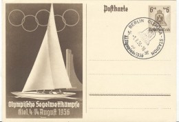 GERMANY Stationery For The Sailing Matches In Kiel With First Day Cancel Olympia Stadion Ae  RRR - Sommer 1936: Berlin