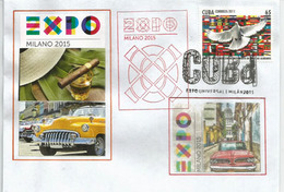 CUBA. EXPO UNIVERSELLE MILANO 2015. Lettre Du Pavillon CUBAIN Avec Timbre Cubain + Tampons Officiels Du Pavillon - Cartas & Documentos