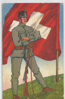 Suisse - Armée Nouvelle Ordonnance Infanterie Soldat Dolman De Campagne Felduniform Uniforme Drapeau , 7825 - Uniformen