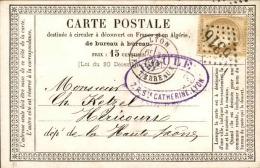 FRANCE - Carte Précurseur De Lyon Pour Héricourt En 1875 , Affranchissement Type Cérès - A Voir - L  3104 - Vorläufer