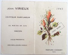 CALENDRIER 1963 PETIT FORMAT . PARFUMS CHERAMY PARIS . JOLI SOIR  . JEAN VIRIEUX COIFFEUR PARFUMEUR MACON - Big : 1961-70