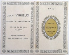 CALENDRIER 1965 PETIT FORMAT . PARFUM ESPACE CHERAMY PARIS . JEAN VIRIEUX COIFFEUR PARFUMEUR MACON - Tamaño Grande : 1961-70