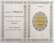 CALENDRIER 1965 PETIT FORMAT . PARFUM ESPACE CHERAMY PARIS . JEAN VIRIEUX COIFFEUR PARFUMEUR MACON - Groot Formaat: 1961-70