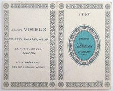 CALENDRIER 1967 PETIT FORMAT . PARFUM DEDICACE CHERAMY PARIS . JEAN VIRIEUX COIFFEUR PARFUMEUR MACON - Groot Formaat: 1961-70