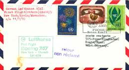 1970  First Lufthansa Flight Bt B747  New York To Munich - Cartas & Documentos