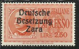 ZARA OCCUPAZIONE TEDESCA GERMAN OCCUPATION 1943 ESPRESSO SPECIAL DELIVERY LIRE 2,50 MNH - Duitse Bez.: Zara