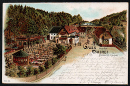 6770 - Alte Litho Ansichtskarte - Gruß Aus Der Maierei Meierei - Lössnitz Grund Bei Kötzschenbroda - Gel 1899 - Radebeul