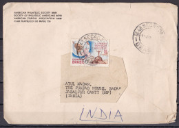 BRAZIL, 1971, Cover From Brazil To India With 1 Stamp To Jabalpur, American Philatelic Society, Club Filatelico Do Brasi - FDC