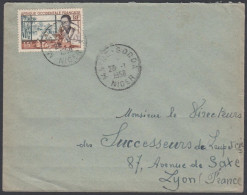 French West Africa 1956, Airmail Cover Zinder To Lyon W./postmark "Zinder" - Covers & Documents