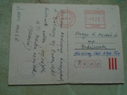 D140518  HUNGARY- Postcard - Franking Machine -  Békéscsaba 2001  28 Ft - Storia Postale