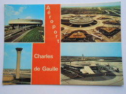 CP 95 ROISSY En FRANCE Aviation  Avion AEROPORT Charles De Gaulle L'aérogare La Tour De Contrôle Et L'un Des 7satellites - Roissy En France