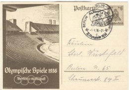 GERMANY Stationery With Olympic Cancel Olympia-Stadion D Of 4.8.36-24 - Estate 1936: Berlino