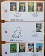 2007-1907- OEUVRE HERGE -TINTIN - 3 FDC - 2001-2010