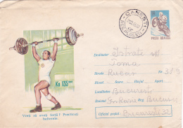 49723- WEIGHTLIFTING, MOTORBIKE, COVER STATIONERY, 1966, ROMANIA - Weightlifting