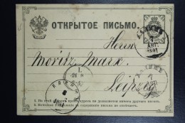 Russia  Postcard Mi Nr P5 From Kalish Poland To Leipzig Germany 1881 Receiving Cancel Leipzig - Entiers Postaux