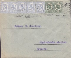 Finland 1926 Cover Brief SOCKENBACKA STATION  Neppers Pitajanmaki (Arr. Cds.) Lion Arms Pairs 2-Colour Franking (2 Scans - Briefe U. Dokumente