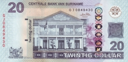 SURINAME 20 DOLLARS 2010 P-164a UNC [SR547a] - Suriname