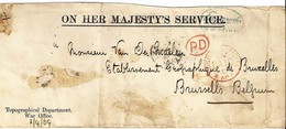 Pli Du "Topographical Department - War Office" Du 3/4/1869 (London) Vers Bruxelles (Molenbeek). - ...-1840 Prephilately