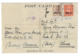 M.E.F. MEF 5 + 2  D SU POST CARD  ASMARA 1945  Cod.c.731 - Britische Bes. MeF