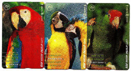 Israel - BIRD Parots PHONECARD USED SET OF 3 CARDS  (LOT - 5 - 7 ) - Perroquets