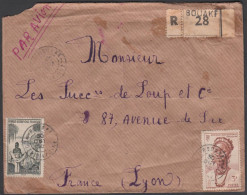 French West Africa 1950, Airmail Cover Bouake To Lyon W./postmark Bouake - Covers & Documents