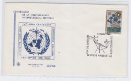 Argentina CENTENARY OF WORLD METEOROLOGICAL ORGANISATION METEOROLOGY FDC 1974 - Climate & Meteorology