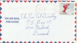 Canada Air Mail Cover Sent To Denmark 13-2-1980 Single Franked (the Flap On The Backside Of The Cover Is Missing) - Airmail