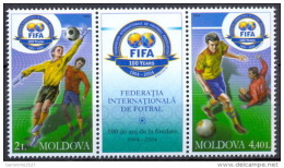 MOLDOVA SOOER , FUTBOL 2004 EVENTS 100 Years Of FIFA - Fine Pair + Label MNH - Nuovi