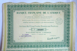 ACTION BANQUE FRANCAISE DE L'AFRIQUE  -  1928 TITRE 098627 - Afrika