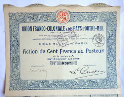ACTION UNION FRANCO COLONIALE ET DES PAYS D'OUTREMER  -  1926 TITRE 9087 - Afrika