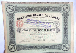 ACTION CHANTIERS NAVALS DE L'OUEST  - 1918 TITRE 03207 - Transporte