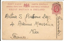 GB ENTIER CARTE DE WOOLHAMPTON POUR LA FRANCE DU 11/5/1909 - Marcophilie