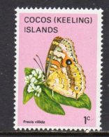 Cocos (Keeling) Islands 1982 Butterflies Definitives 1c Value, MNH (AU) - Cocos (Keeling) Islands