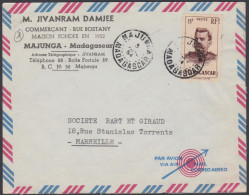 Madagascar 1954, Airmail Cover "M.Jivanram Damjee" Majunga To Marseille W./postmark Majunga - Aéreo