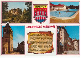 CPM 46 - Lacapelle Marival - Le Château Et L'Eglise - La Piscine - L'Eglise - Place Du Fort - Lacapelle Marival