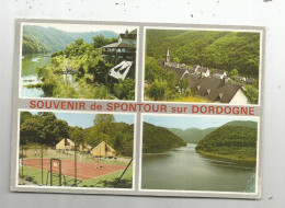 Cp , 19 , Souvenir De SPONTOUR Sur DORDOGNE , Multi Vues , Voyagée 1985 , Ed : Bos, Camping , Tennis - Altri & Non Classificati