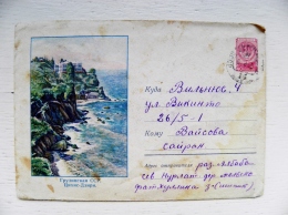 Postal Stationery Cover From Ussr 1958 Georgia Rocks Tsihis-dziri Sent To Lithuania - Georgia